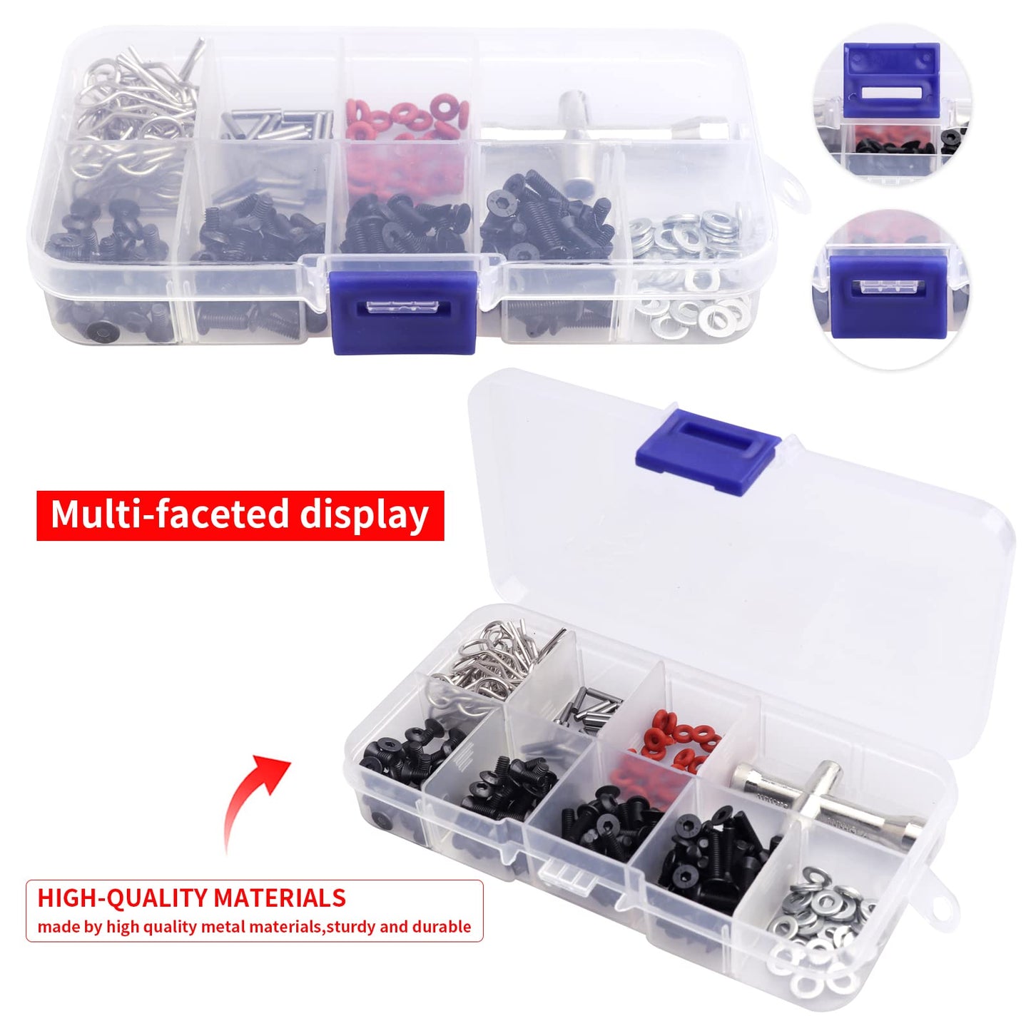 241pcs RC Screws Kit M3 Hex Screw & Screw Tray Repair Tool Hardware Fastener Set for RC Hobby Universal Accessories for Traxxas