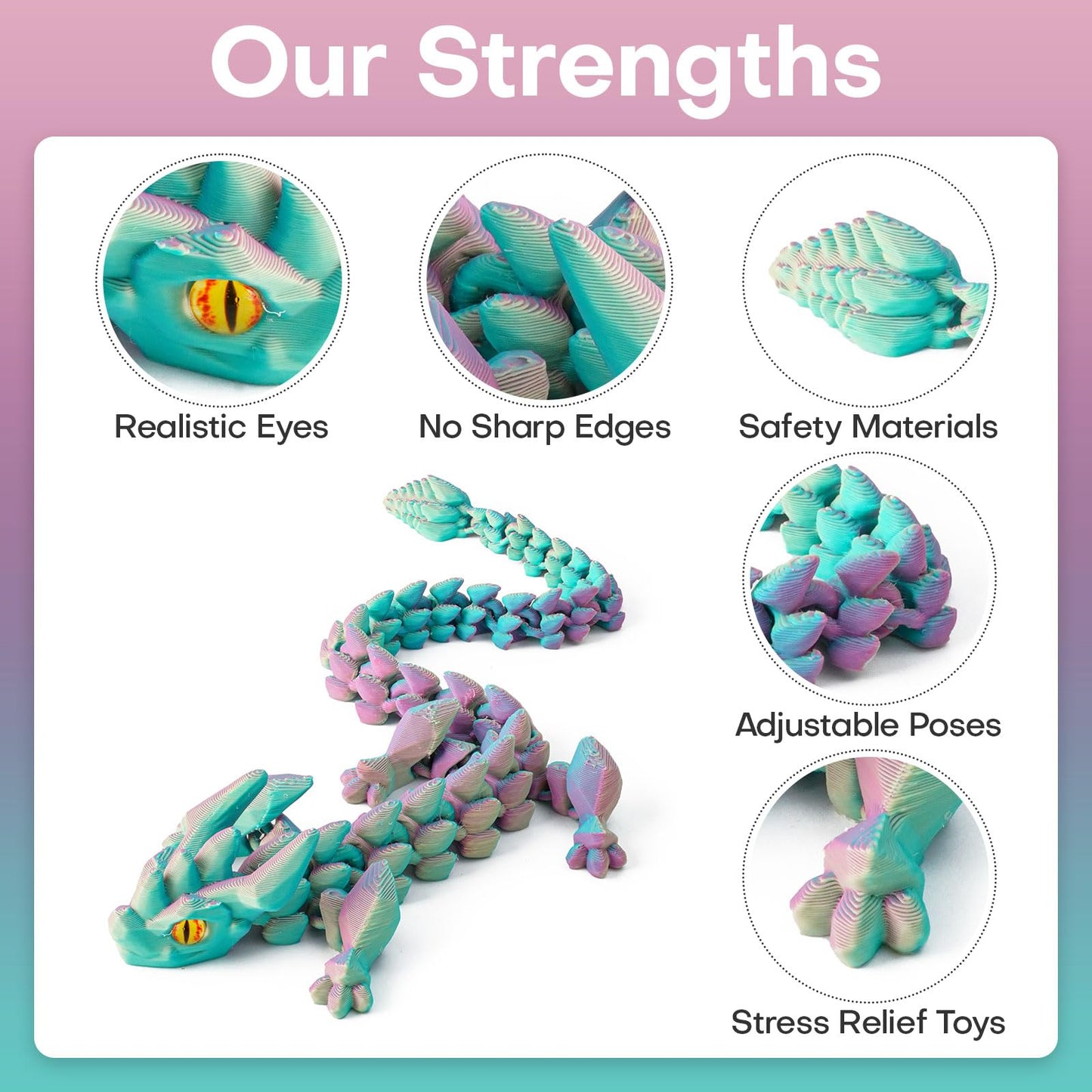 FYEFKJSA 3D Printed Dragon Eggs with Dragon Inside - 12Inch Articulated Fidget 3D Printed Animals  Interesting Decorative Gift  Easter Basket Essentials Stuffers (Random Mist Forest)