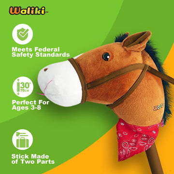 Waliki Toys Stick Horse (Plush, For Kids And Toddlers) Gift For 2 + Year Old Boy Birthday (Brown)