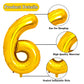 Pigetale Gold Number 6 Balloon 40 Inch, 6Th Birthday Balloon Digit Helium Balloons 0-9 For Boy Girl, 16 26 60 61 65 Foil Mylar B