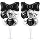 Kasyat 2 Sets Black Bow Birthday Party Decorations Black Bow Balloon Centerpieces for Tables Coquette Birthday Black and White B