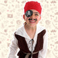 7 Pcs Pirate Costume Accessories for Kids  Pirate Eye Patch Head Bandana Red Sash Inflatable decorative replica blade Earring Skull Ring Coin Bag Halloween Dress up Set for Role Play Party