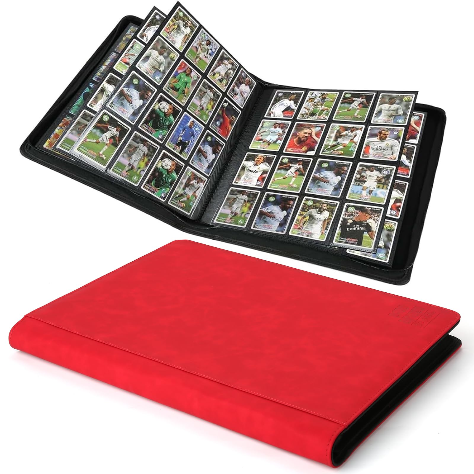 Arkeiliy enhanced Ringless Trading Card Binder - 1024 Capacity  16 Side-Loading Pockets per Page  Archival Quality Protection & Anti-Slip Spine for TCG  MTG  Sports Cards (Red)