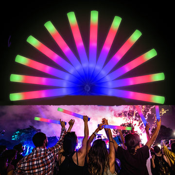 Lifbetter 68 Pcs Glow Sticks Bulk- Led Foam Sticks In The Dark With 3 Modes Flashing Led Foam Multicolor Batons Light Up Party Favors For Birthdays, Weddings, Concerts, Festivals