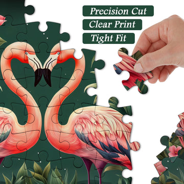 Pickforu Vintage Flamingo Puzzles For Adults 1000 Pieces And Up, Valentine Jigsaw Puzzles With Two Pink Flamingos, Heart Puzzle