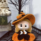 Halloween Clothes for 15-17cm Dolls 2 Piece Witch Cosplay Costume Doll Clothes Handcrafted Crochet Halloween Outfit for Dolls (No Doll Included) (Orange)