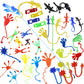 Wankko 72 Pieces Vinyl Stretchy Sticky Toy Assortment Including Wall Climber Men, Sticky Animals, Large Sticky Hands, Sticky Ham