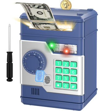 Nafeiv Piggy Bank, Automatic Electronic Piggy Bank For Kids Boys Girls With Password And Fingerprint Unlocking Simulation, Money