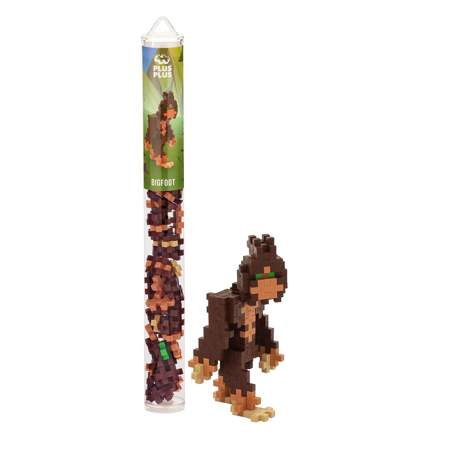 Plus Plus 3D Puzzle Cryptid Construction Building Block Set, Fun Fantasy Figures Stem Toys For Kids, 70 Interlocking Pieces - Bigfoot Mini Maker Tube