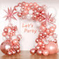 Rose Gold Balloons Garland Arch Kit,144Pcs Metallic Rose Gold Confetti Balloons For Bachelorette Bridal Shower Wedding Graduatio