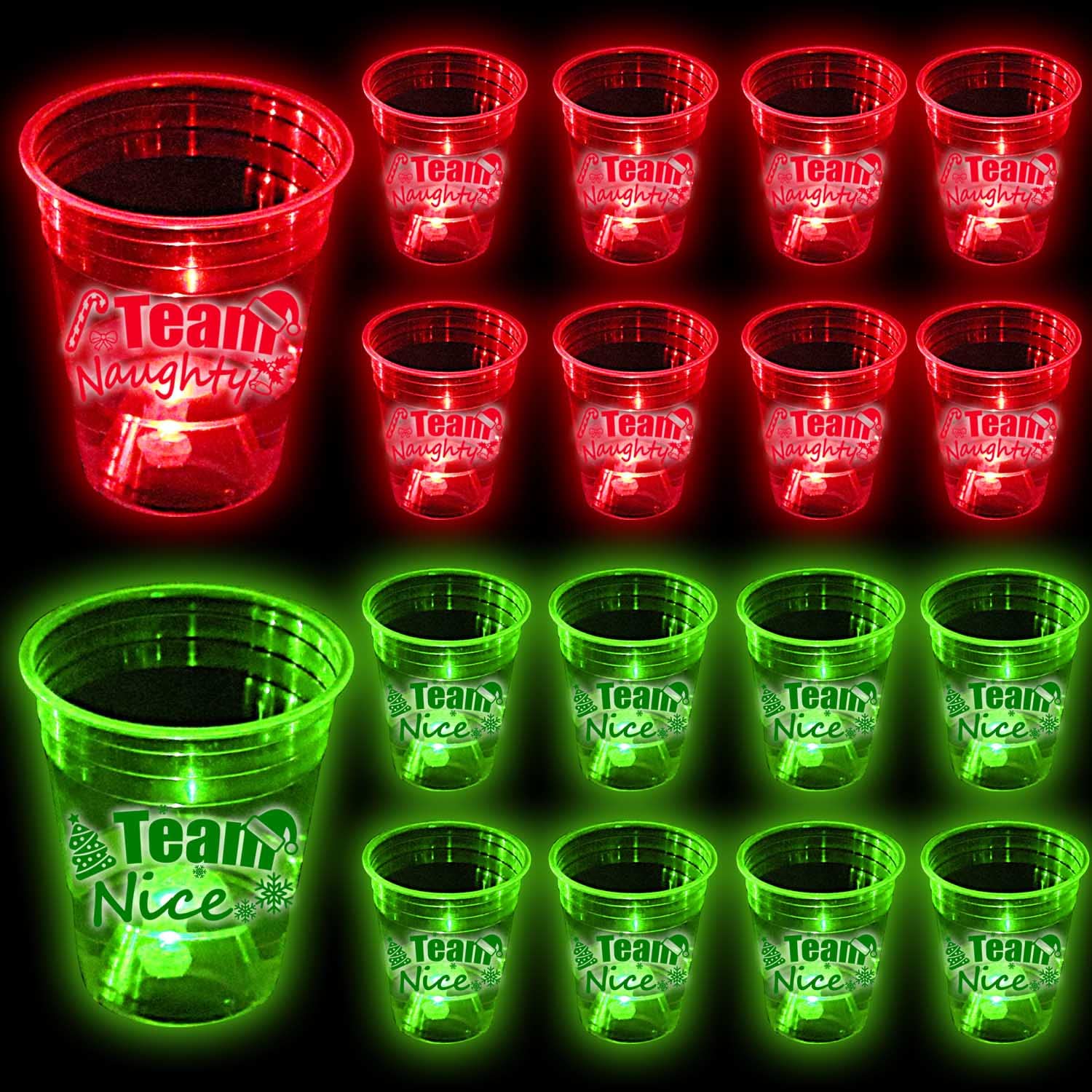 mishunyus 24 Pcs Christmas Party Cups,Glowing Christmas Team Naughty or Nice Party Cups Decoration Cups for Christmas Party Cups