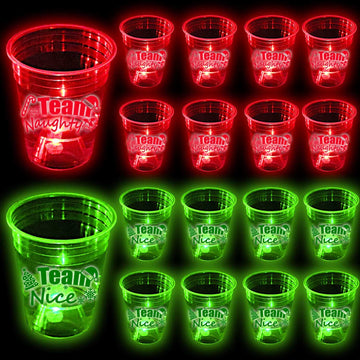 mishunyus 24 Pcs Christmas Party Cups,Glowing Christmas Team Naughty or Nice Party Cups Decoration Cups for Christmas Party Cups