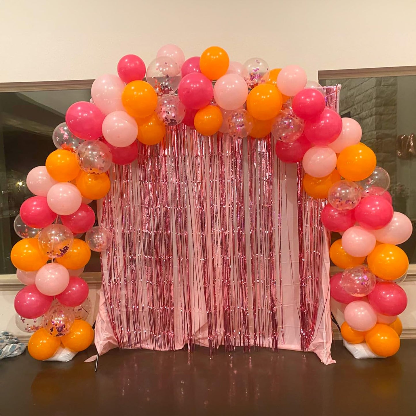 Jobkoo Pink And Orange Balloons 12 Inch Orange Hot Pink Party Balloon Pastel Light Pink Orange Pink Confetti Latex Balloon For F