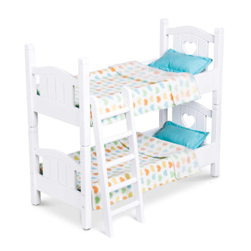 Melissa & Doug Mine To Love Wooden Play Bunk Bed For Dolls-Stuffed Animals - White (2 Beds, 17.4   H X 9.1   W X 20.7   L Assemb