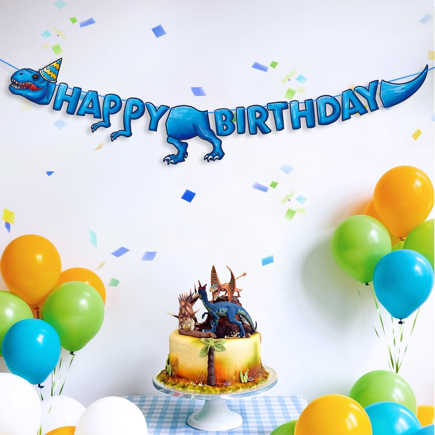Wernnsai Birthday Party Banner - Dinosaur Happy Birthday Banner For Kids Party Decoration Dinosaur Theme Birthday Supplies For Boys Birthday Party Decor Hanging Kids Birthday Decorations Pre-Strung