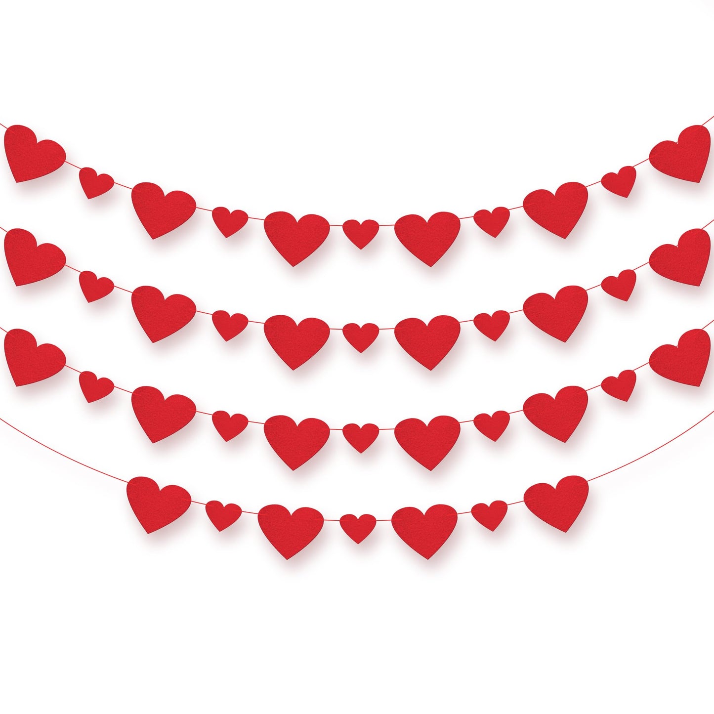 KatchOn, Red Valentines Day Garland - Pack of 40 | Felt Heart Garland for Valentines Day Decorations | Valentine Garland, Galent