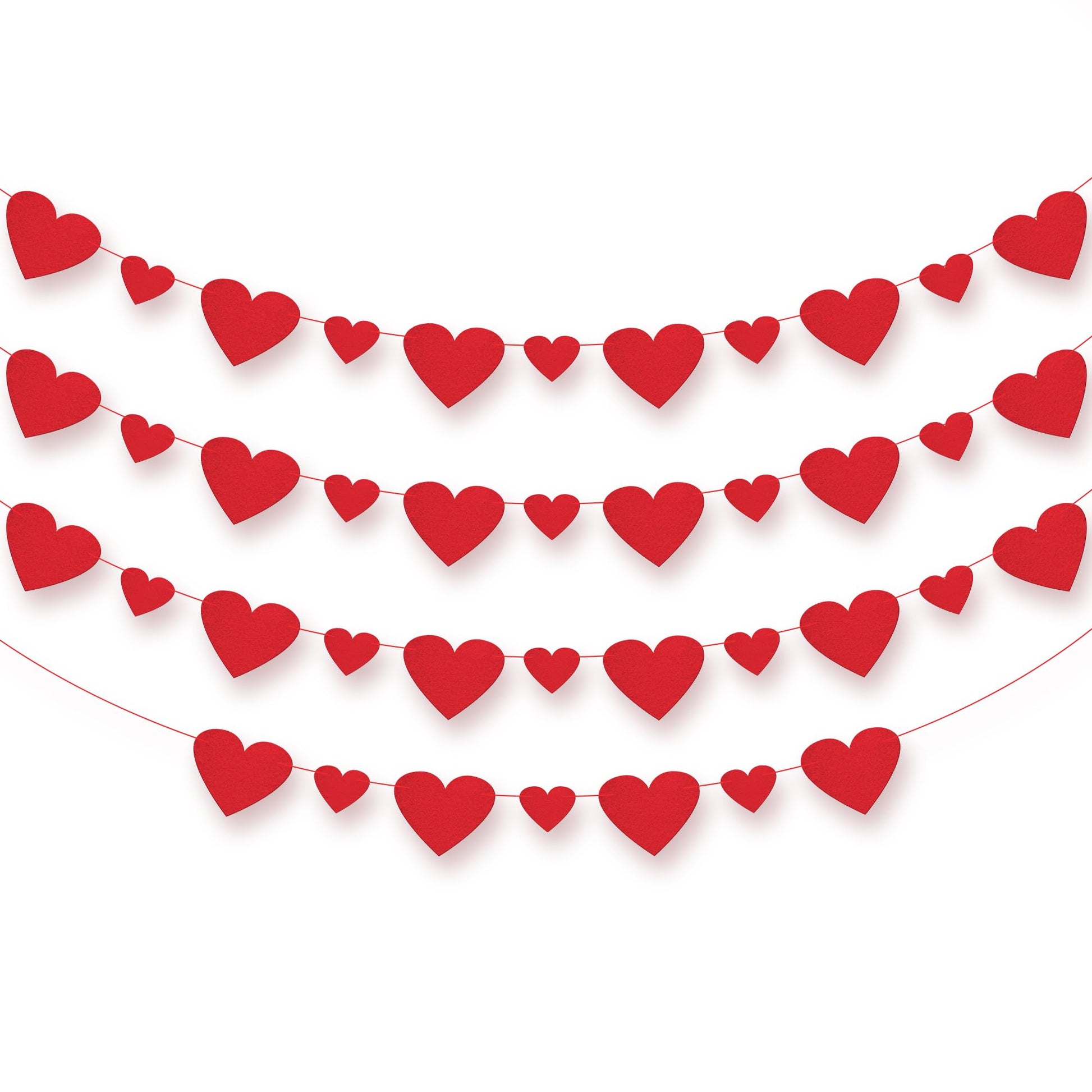 KatchOn, Red Valentines Day Garland - Pack of 40 | Felt Heart Garland for Valentines Day Decorations | Valentine Garland, Galent