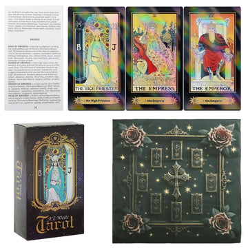 Patpat 78Pcs Tarot Card Deck Set, Aesthetic Illustration Design With Iridescent Finish, Beginner Tarot Cards Enthusiasts Friendl