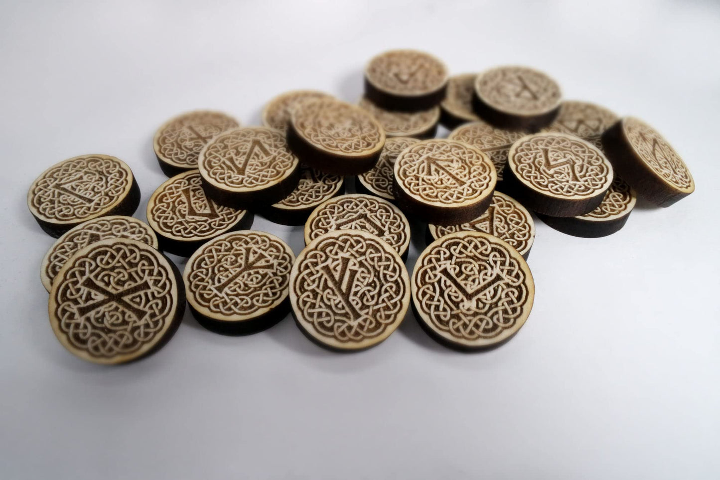 Wooden Knotwork Viking Rune Set Elder Futhark, solid wood, viking pagan gift set