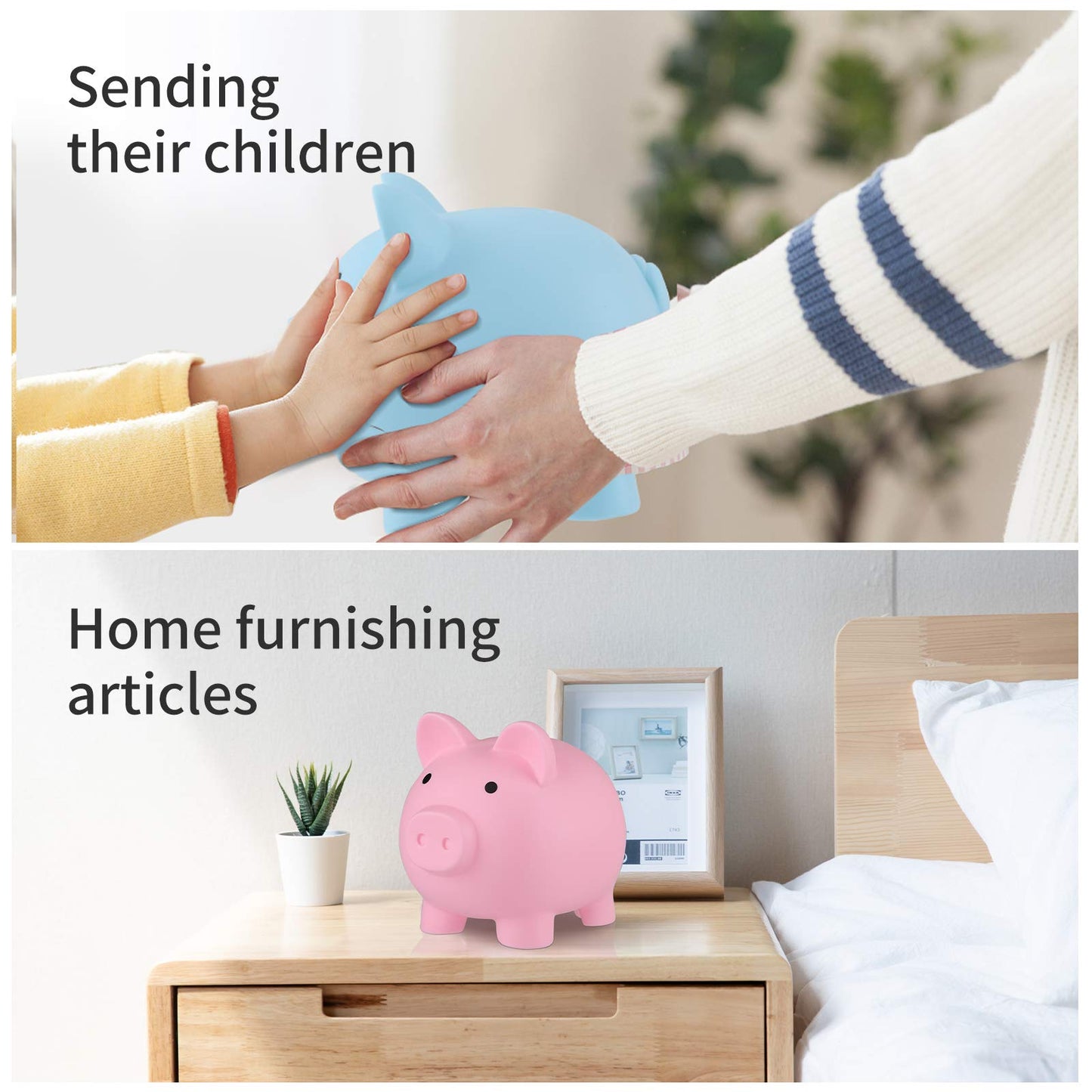 GADIEDIE Large Piggy Banks  Cute Plastic Pig Money Box  Piggy Bank for Girls and Boys  Unbreakable Plastic Coin Bank Fun Gifts for Birthday  Festival  Baby Shower (Pink)