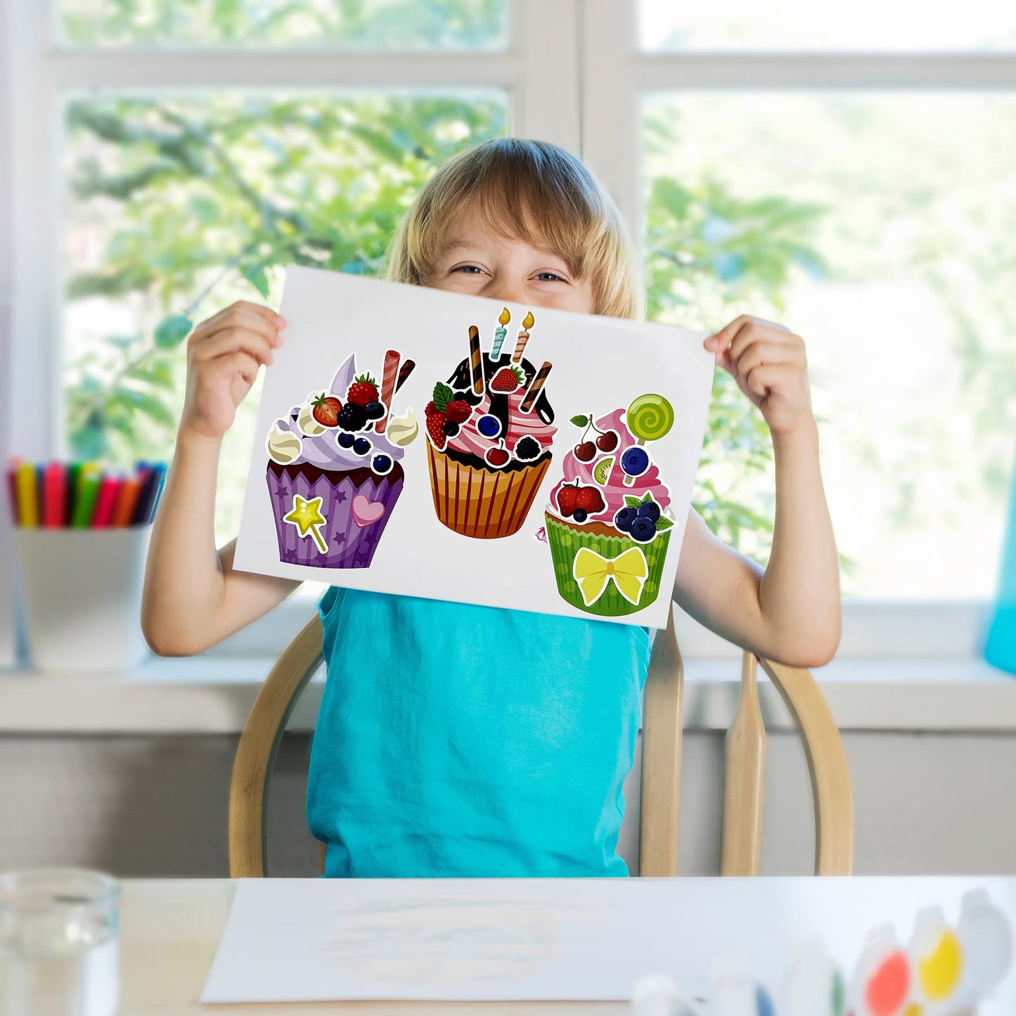 24 Sheets Cupcakes Stickers For Kids Treats And Sweets Sticker Sheets Make A Face Stickers For Birthday Party Mix And Match Dessert Cookies Stickers Party Favors