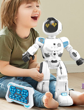 Large Smart Emo Robot Toys For Kids 5-7,Gesture Sensing Programmable Interactive Remote Control Robots For 8-12 With Led Eye Exp