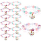 Ecally 6 Pcs Tea Party Favors Bracelet Bulk Mini Flower Tea Pot Beaded Bracelet Gift Party Supplies Pot Pendant Accessories Deco