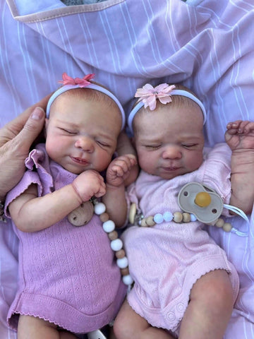 Anano Twins Reborn Baby Dolls Full Body Silicone Babies 18 Inch Realistic Newborn Dolls Twins Lifelike Reborn Twins Girls Full B