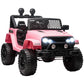 Aosom 12V Kids Ride On Truck With Parent Remote Control, Battery Powered Electric Car With Spring Suspension, Adjustable Speed, Led Lights And Horn, Pink