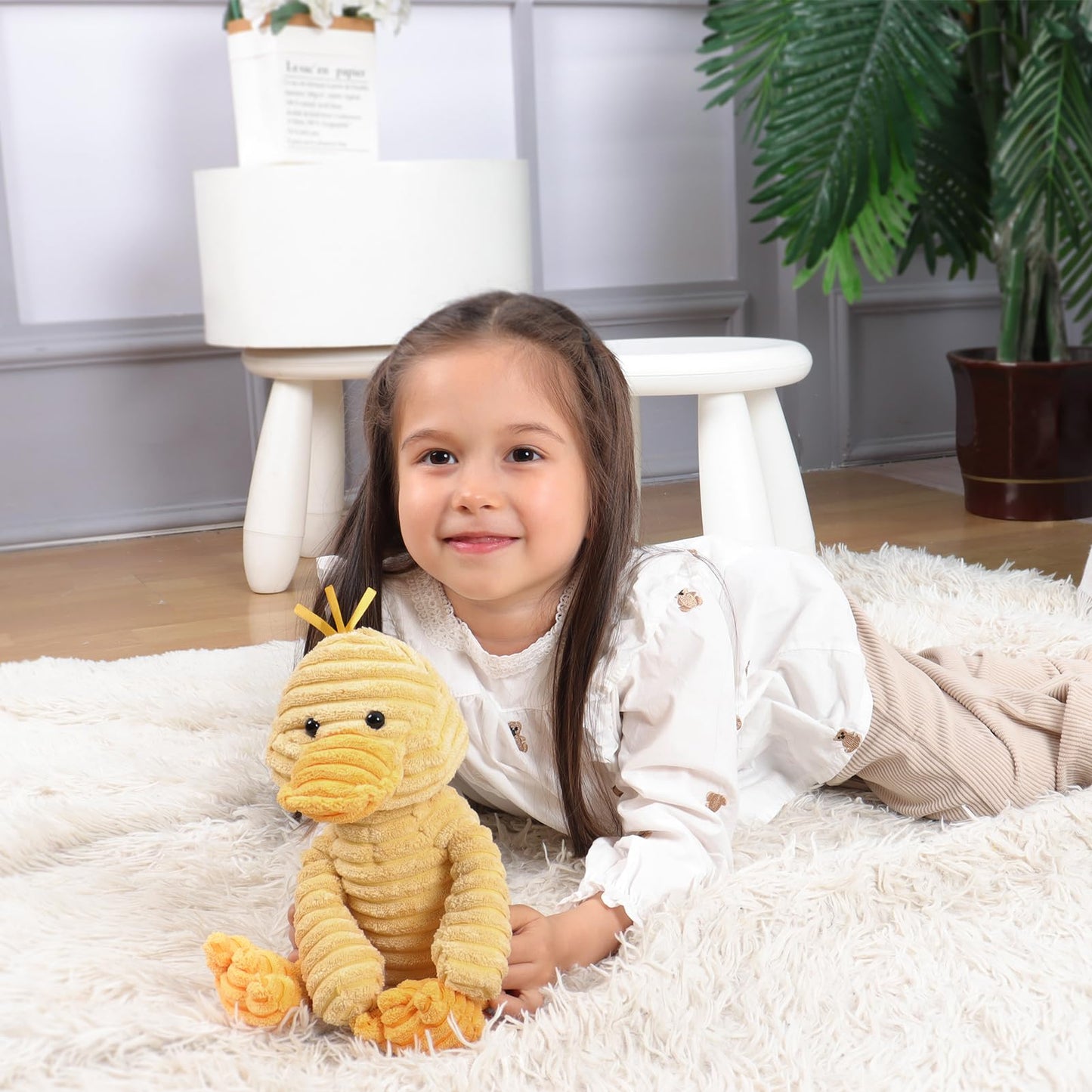 Apricot Lamb Plush Corduroy Duck Stuffed Animal, Soft Cuddly Toy, 8.5 Inches, Small, Perfect for Children