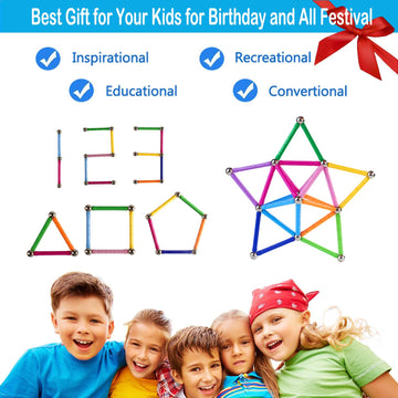 310 Pcs Magnetic Building Sticks Blocks Toys  Magnet Educational Toys Magnetic Blocks Sticks Stacking Toys Set for Kids and mature-themed  Non-Toxic Building Toy 3D Puzzle with Storage Bag