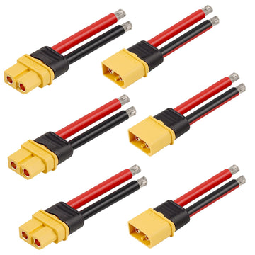 MOOKEERF 3 Pairs XT60 Plug Female and Male Connector with 55mm 10AWG Silicon Wire for RC Lipo Battery FPV Racing Drone