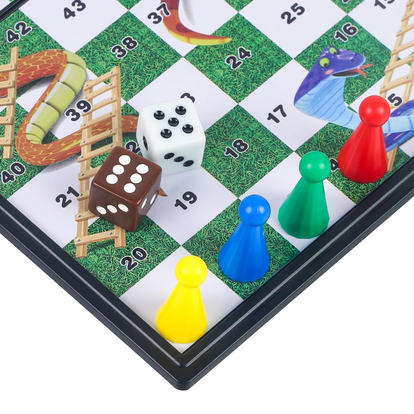 Kokosun Mini Snakes And Ladders Board Game Set, Magnetic Folding Travel Board Game, Family Fun Toys/Gift For Kids (Mini Right Angled Style)