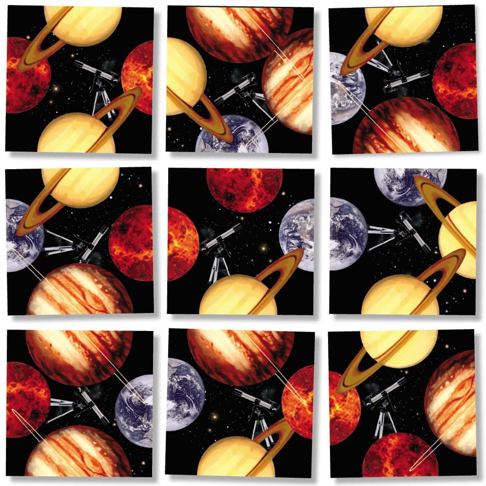 Bundle Of Scramble Squares B. Dazzle Puzzles For Seniors/Adults/Teens/Kids - 3 Puzzles Included - Hot Air Balloons, Planets And Candy With A Bonus Digital Timer