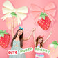 Hungdao 8 Pcs Strawberry Party Decorations 23 Inch Strawberry Balloons 30 Inch Pink Big Bow Balloons for Birthday Baby Shower We