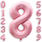40 Inch Pink Number 8 Balloons, Large Balloon Number Foil Number Balloons, Light Pink 8th Foil Birthday Balloon for Girls Birthd