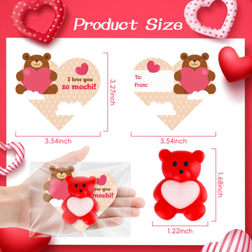 Mgparty 24 Pack Valentine Day Mochi Squishies Toys With Gifts Cards For Kids Kawaii Mochi Valentines Stress Relief Fidget Toys C