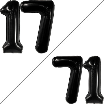 Katchon, Giant Black 17 Balloon Numbers - 40 Inch | Happy 17Th Birthday Decorations, 17 Birthday Balloons | Number 17 Balloons For Happy Birthday Decorations | 17 Number Balloons