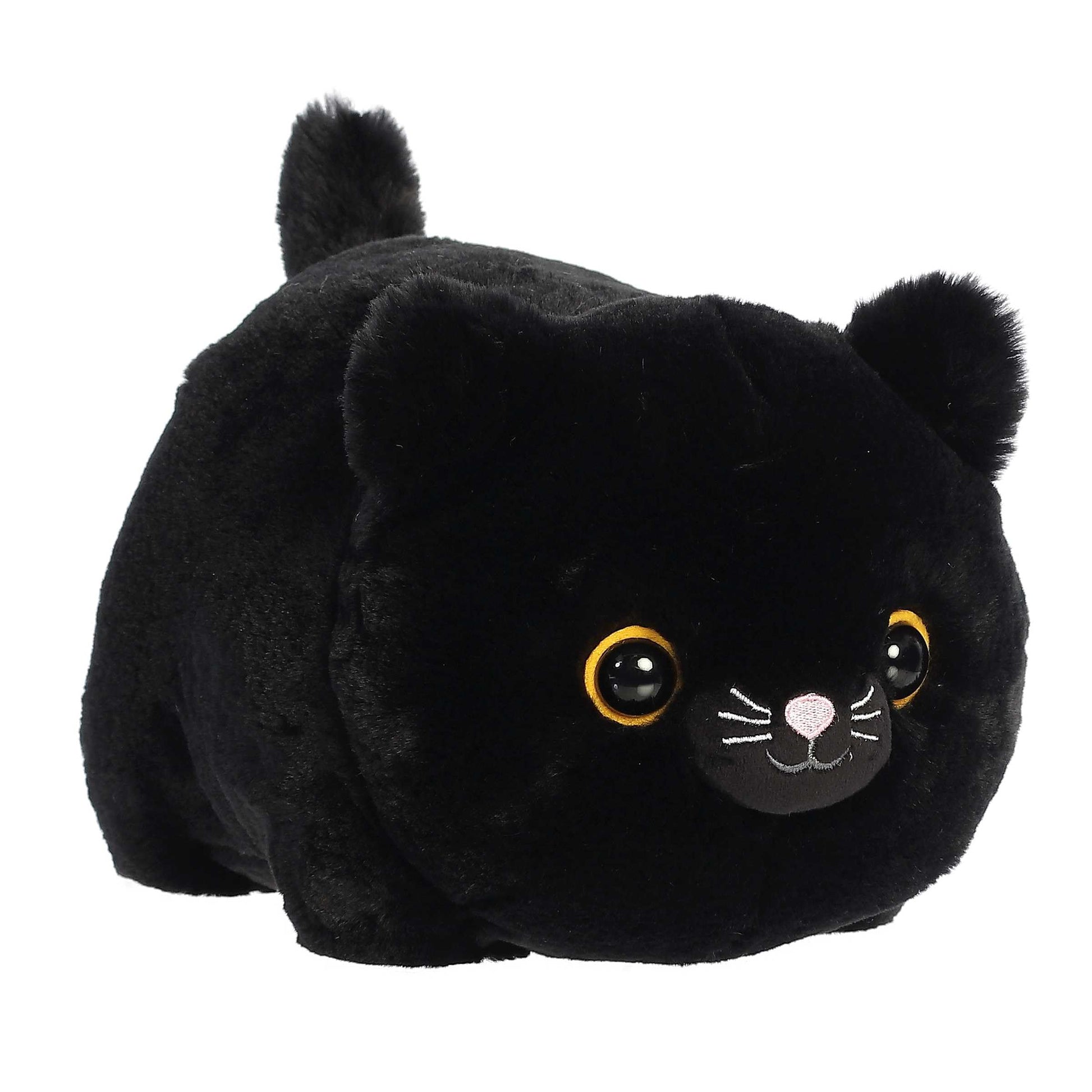 Aurora Adorable Spudsters Bella Black Cat Stuffed Animal - Round Shape Makes for Comforting Cuddles - Perfect for Kids All Ages 