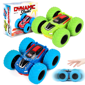 M SANMERSEN Flip Cars - 2 Pack 360 Rotating Stunt Car Toys for 3 4 5 6 Year Old Boys - Push and Go Vehicle Monster Toy Trucks Bo
