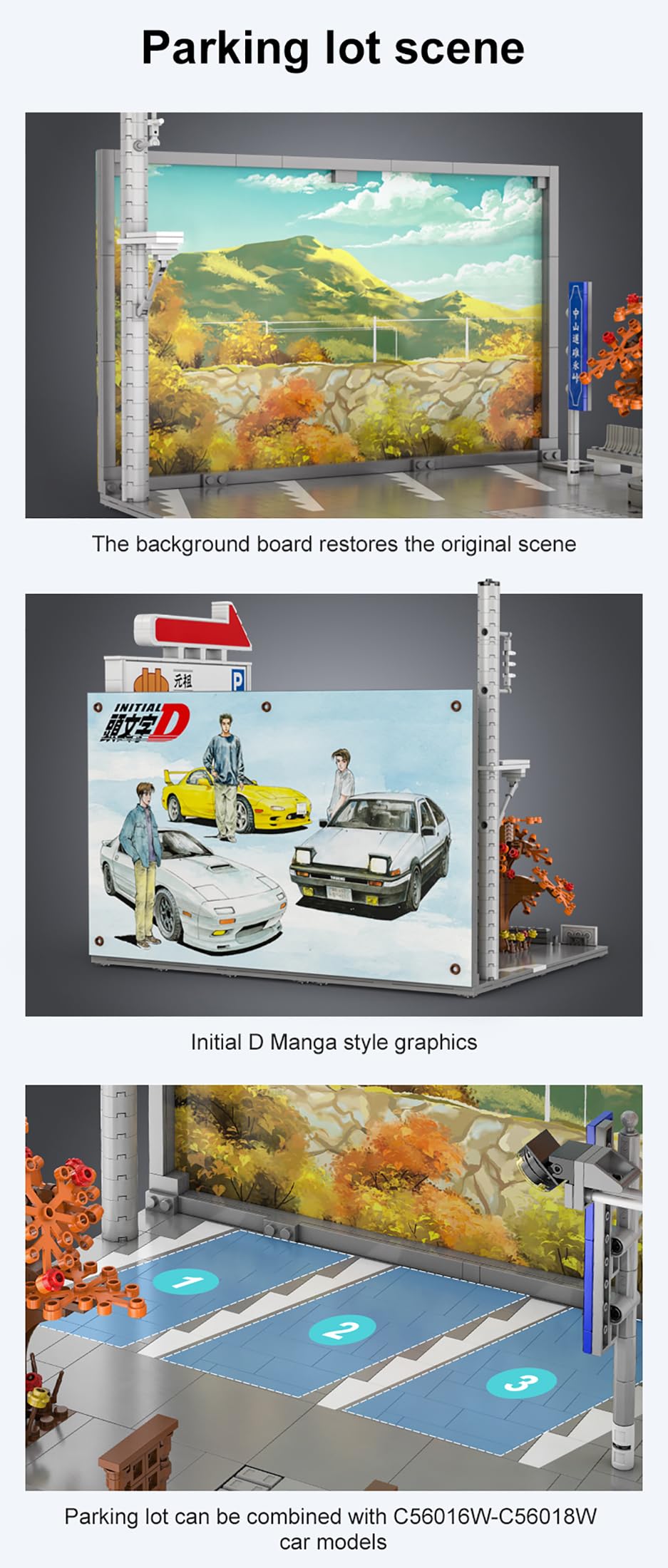 dOMOb Initial-D Usui Touge Parking Lot Japan Building Blocks Kit - Bricks Toys for 8+ Age Kids & mature-themeds - Construction Toy with LED Lights - 909 Pieces or Blocks Set - for Boys  Hobbyist  Collector