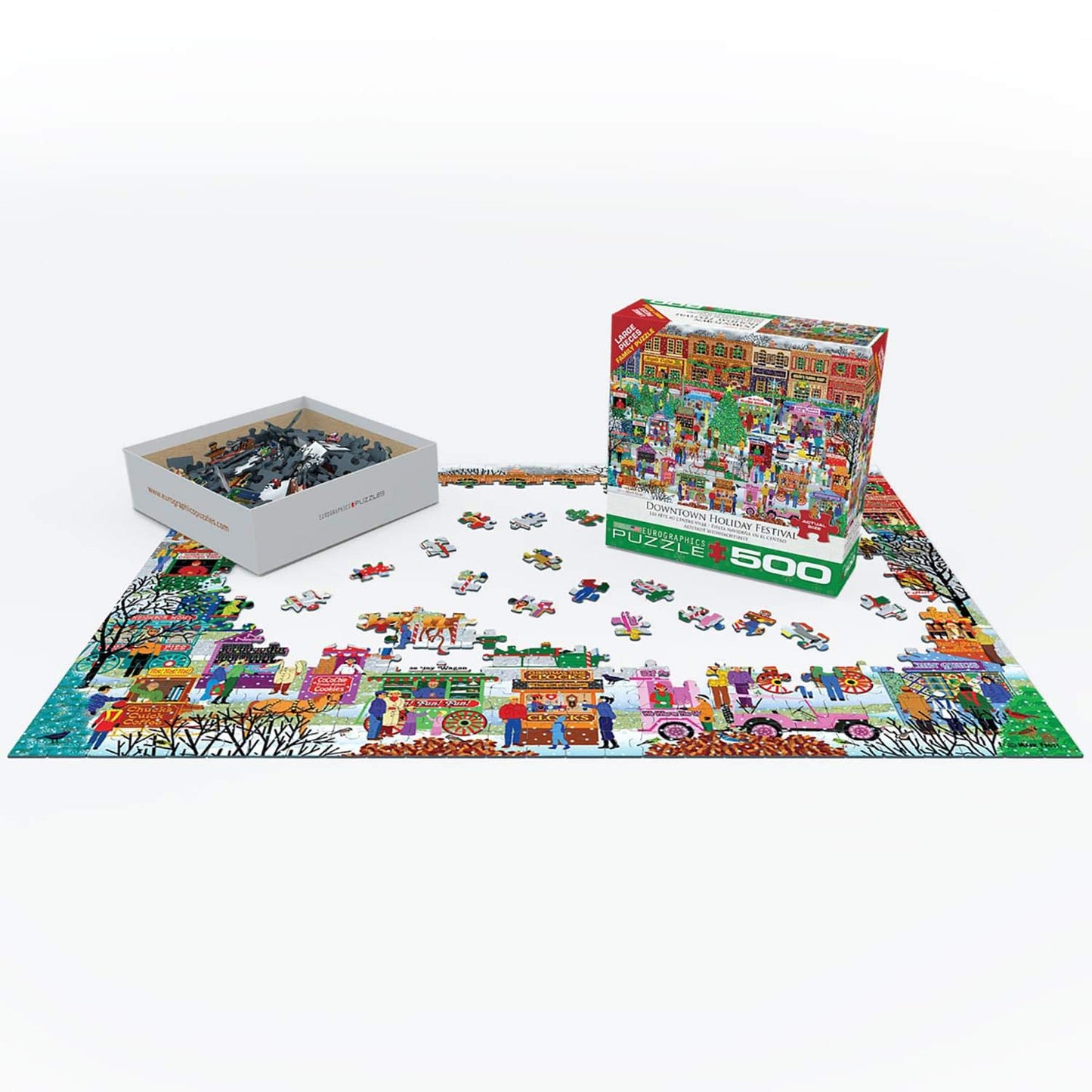 EuroGraphics 500-Piece Downtown Holiday Festival Puzzle, Cardboard, Model 8500-5503