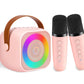 Karaoke Machine Microphone For Kids, 8-12 Years Old Girl Gift Toys Portable Bluetooth Speaker With Wireless Microphone And Led Lights, Birthday Gifts For Girls Ages 4, 5, 6, 7,9, 10 Singing Mic-Pink