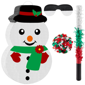 Christmas Piñata 16.5 Inch Snowman Piñata With Blindfold Bat And Confetti Winter Theme Birthday Party Decorations For Party Holidays Birthday Game Decorations