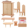 Joinpaya 1 Set Miniature Dollhouse Wooden Bedroom: Diy Mini Furniture Room Pretend Play Bed Wardrobe Kit Accessories3.69X1.38X1.