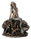 Summit Collection Art Nouveau Bronze Metal Colored Female Mermaid On Ocean Shell Figurine Display