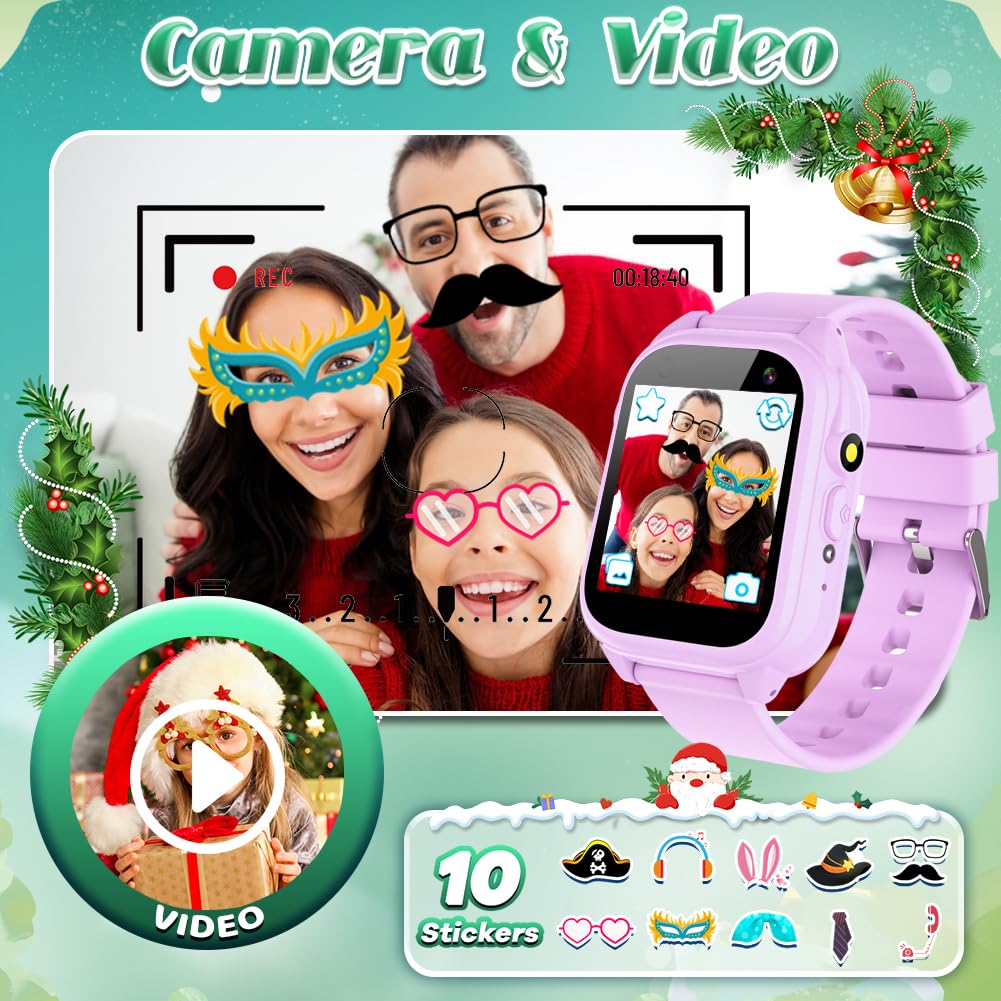 Tywop Kids Waterproof Smart Watch For Boys Girls Ages 3-12 Learning Toys Easter Basket Gifts With 26 Games Camera Video 1.44' Touchscreen Music Player Alarm Clock Flashlight Pedometer Toddler Watches