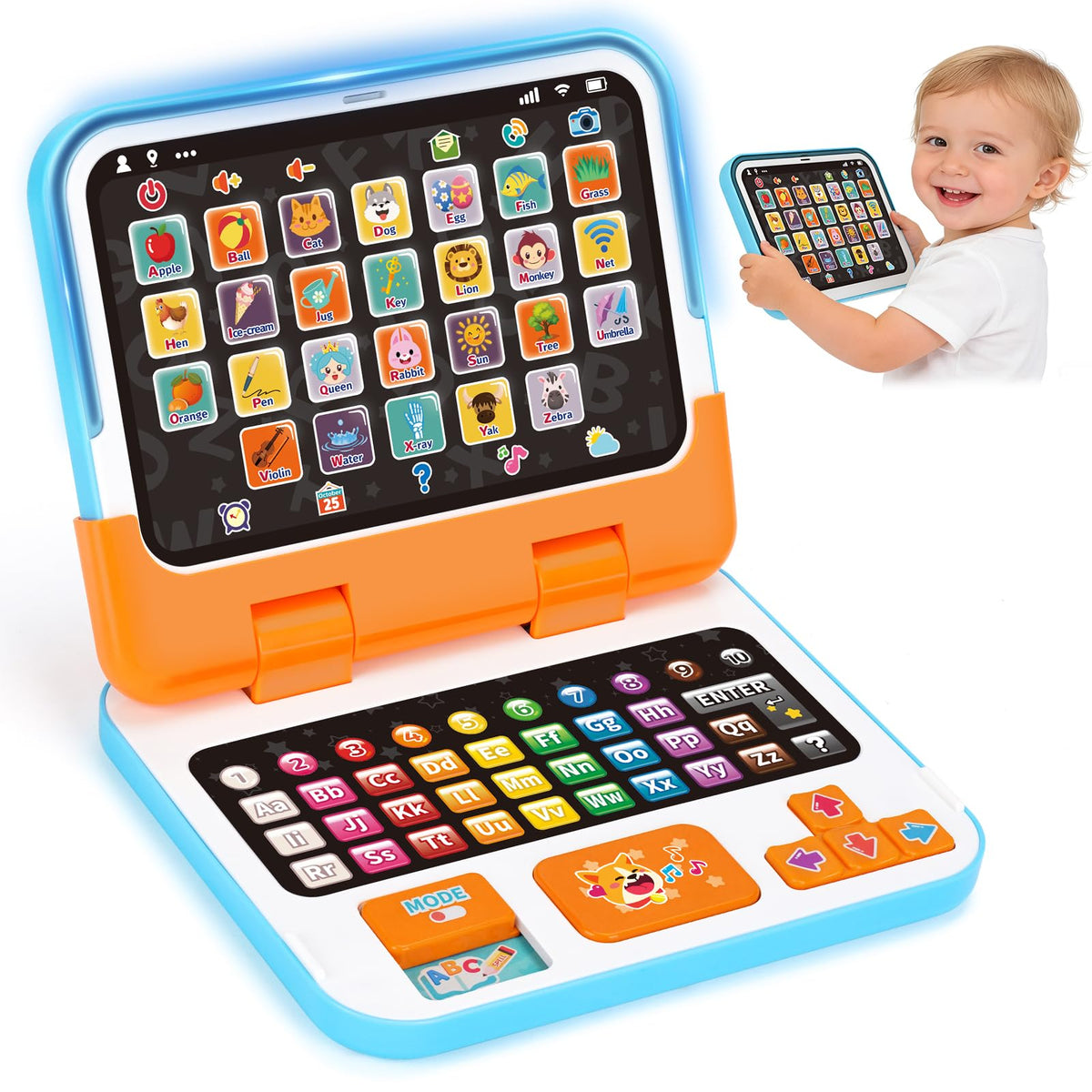2in1 Learning Laptop with Music & Sound for 1 2 3 Years Old Boys Girls