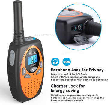 Virill Walkie Talkies 4 Pack Two Way Radios 22 Channels Vox Scan Long Distance Range With Backlit Lcd Scree For Indoor Outdoor Camping Hiking And Adventure(Orange)