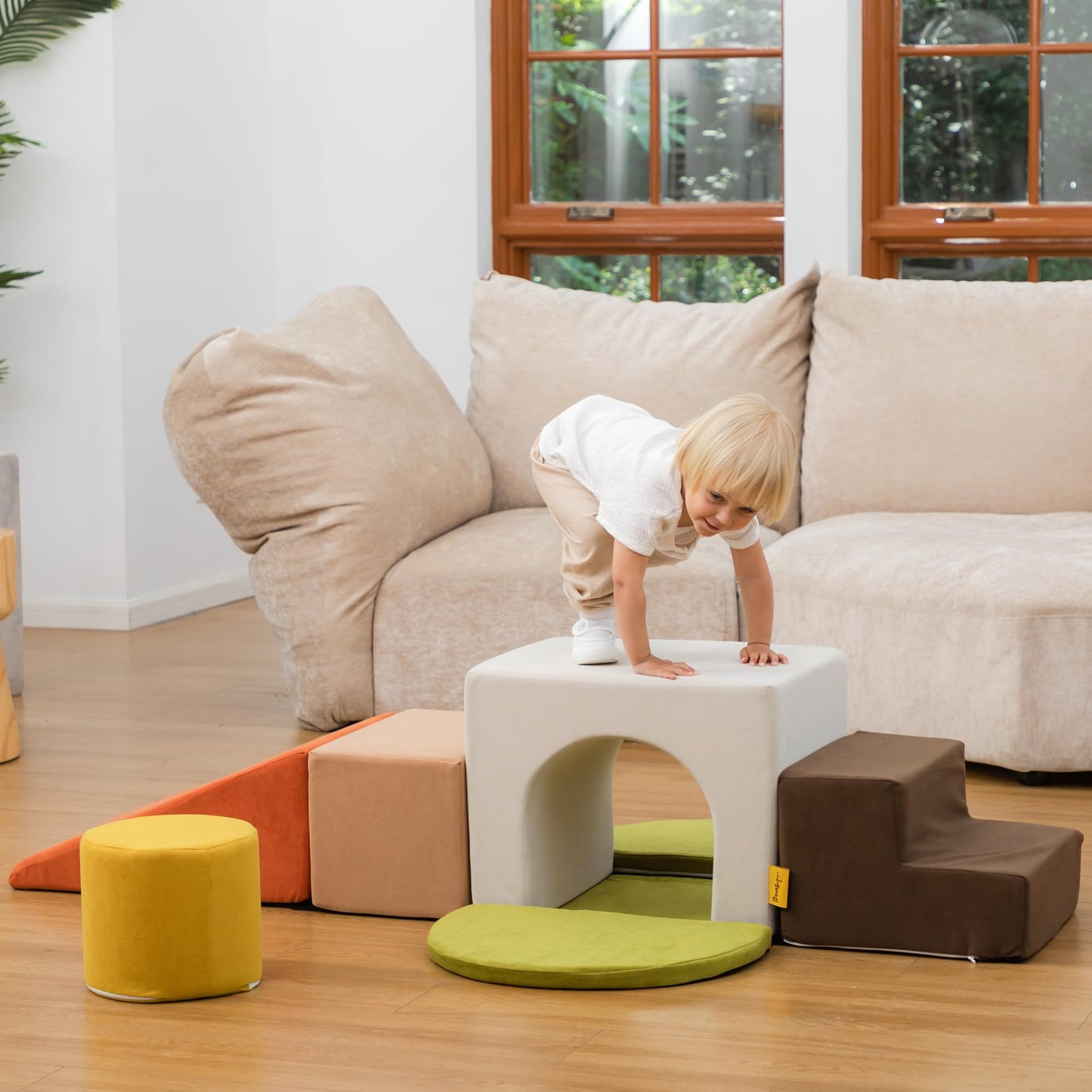 Banasuper Kids Climbing Foam Blocks Playset - 7 Piece Toddler Climbing Toys, Indoor Gross Motor Development Montessori Gross Mot